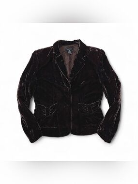 Susan Lewis Women's Brown Velvet Blazer Jacket Button Pockets Long Sleeve (M)